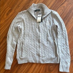 Polo Ralph Lauren Women’s Gray Cable Knit Zip-Up Sweater